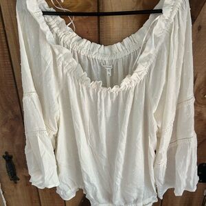 Maurices NWT Smocked Off The Shoulder Ivory Flowy Blouse Women's Size 0X